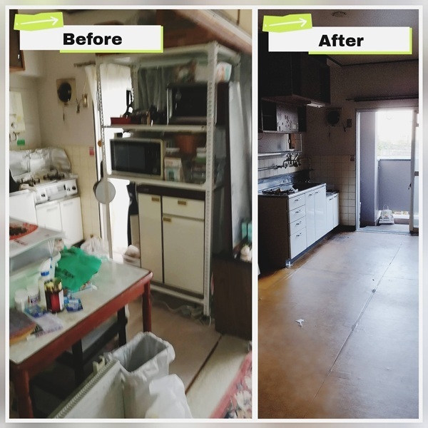 江東区大島6丁目団地の遺品整理に伴った不用品回収の様子_台所・ダイニング