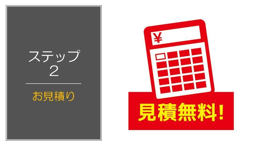 不用品回収・家電・家具回収の流れの「ステップ２」は、「お見積もりは無料」。