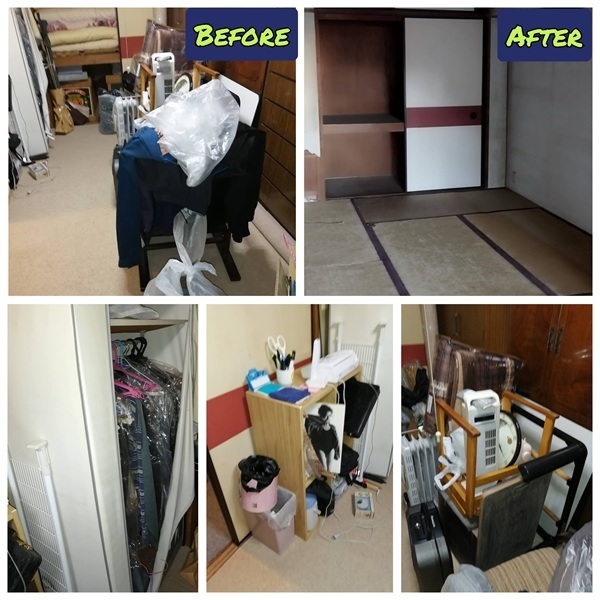 江東区大島6丁目団地の遺品整理に伴った不用品回収の様子_寝室