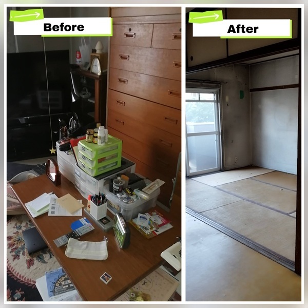 江東区大島6丁目団地の遺品整理に伴った不用品回収の様子_居間