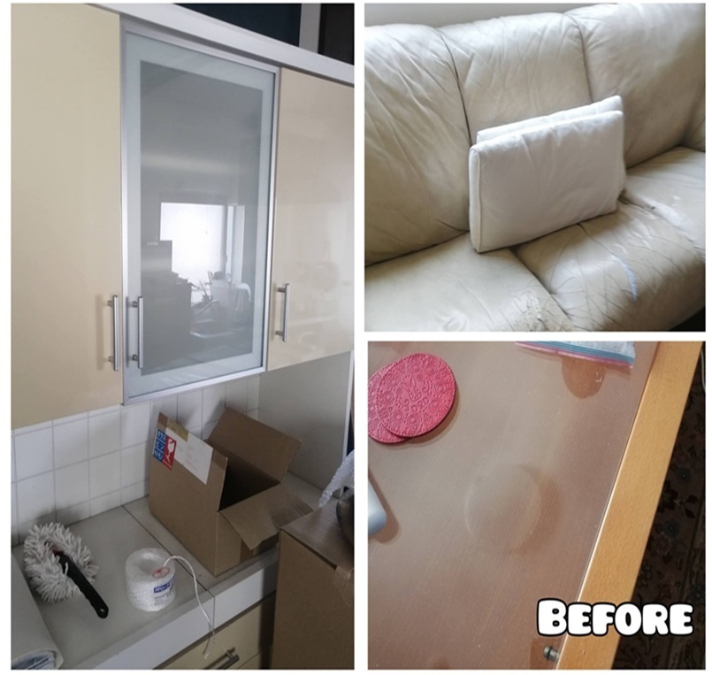 ソファ・食器棚・テーブルの不用品回収_ビフォー